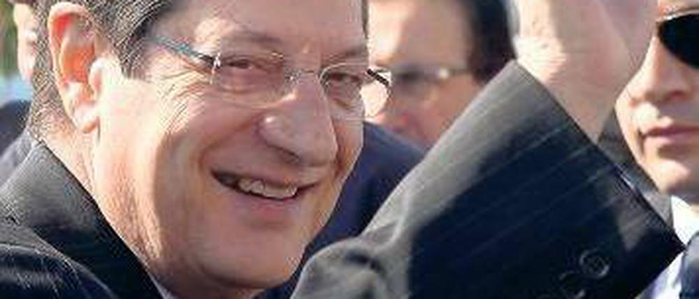 Europas Wunschkandidat. Nikos Anastasiadis muss jetzt schnell mit der EU über das Rettungspaket für den Inselstaat verhandeln. Foto: Yiannis Kourtoglou/AFP