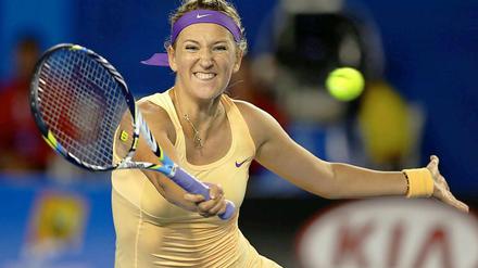 Zähne zeigen. Victoria Azarenka hatte im Finale gegen Li Na alle Mühe.