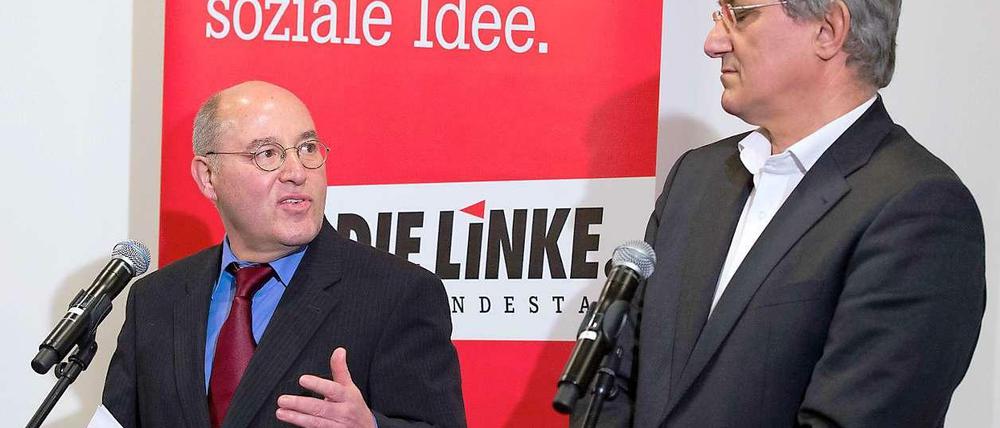Führungskräfte der Linken: Fraktionsvorsitzender Gregor Gysi (l), und der Parteivorsitzende Bernd Riexinger.