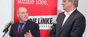 Führungskräfte der Linken: Fraktionsvorsitzender Gregor Gysi (l), und der Parteivorsitzende Bernd Riexinger.