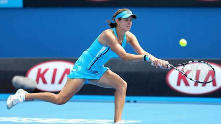 Julia Görges musste sich strecken, um die erste Runde in Melbourne zu überstehen.