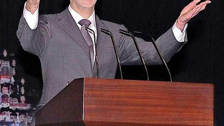 Syriens Präsident Assad bei seiner Rede in Damaskus.