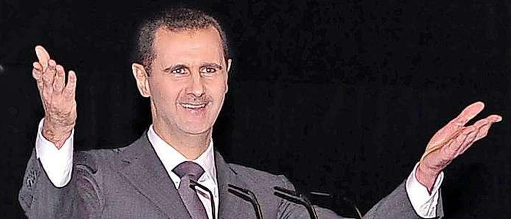 Syriens Präsident Assad bei seiner Rede in Damaskus.