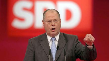 Peer Steinbrück spricht beim Parteitag in Hannover
