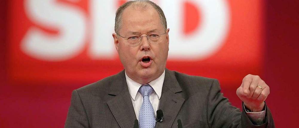 Peer Steinbrück spricht beim Parteitag in Hannover
