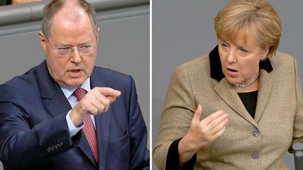 Peer Steinbrück und Angela Merkel am Mittwoch im Bundestag.