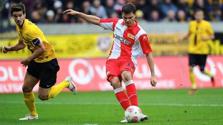 Matchwinner Fabian Schönheim schoss beide Tore in Dresden.