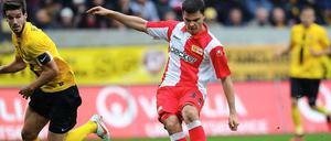 Matchwinner Fabian Schönheim schoss beide Tore in Dresden.