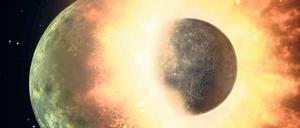 Volltreffer. So könnte es ausgesehen haben, als die Erde vor rund viereinhalb Milliarden Jahren getroffen wurde. 