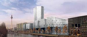 So sieht die bisherige Bauplanung für das BSR-Grundstück aus. Doch auf Büroriegel plus Hochhaus wollen die Genossenschaftler verzichten.