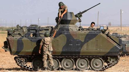 Türkische Soldaten an der Grenze.
