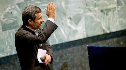 Irans Präsident Mahmud Ahmadinedschad während seiner Rede.