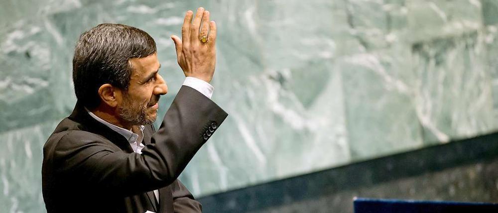 Irans Präsident Mahmud Ahmadinedschad während seiner Rede.