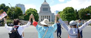 Der Kampf um das japanische Parlament dürfte schwieriger werden. Die Atomkatastrophe in Fukushima hat auch in Japan die Zivilgesellschaft stärker gemacht. Demonstrationen wie hier gegen einen amerikanischen Militärstützpunkt, gibt es seither viel öfter und mit mehr Teilnehmern. 