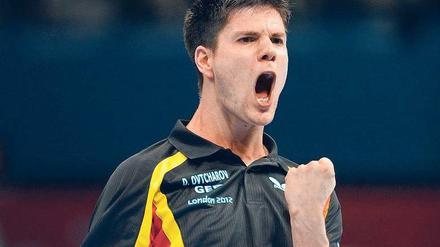 Ungläubige Freude. Dimitrij Ovtcharov siegte im Spiel um Platz drei.Foto: dpa
