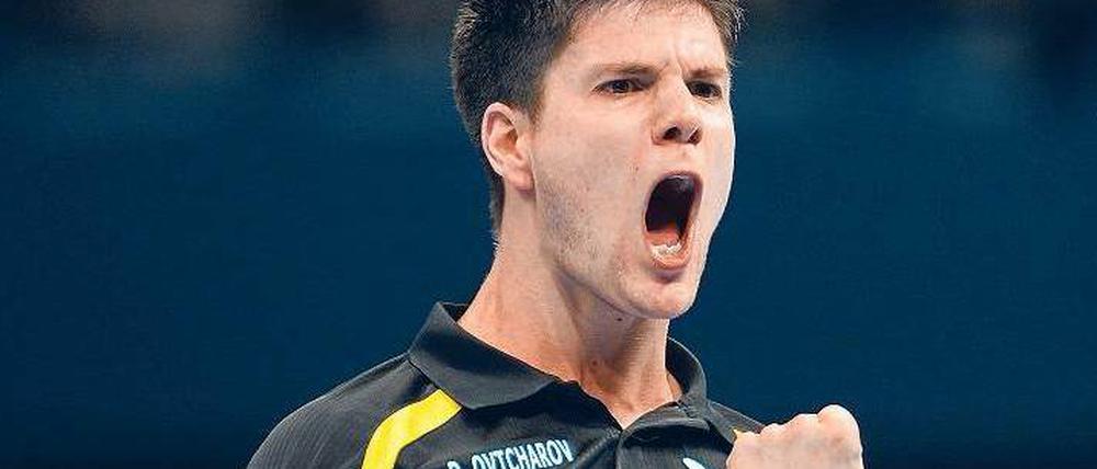 Ungläubige Freude. Dimitrij Ovtcharov siegte im Spiel um Platz drei.Foto: dpa