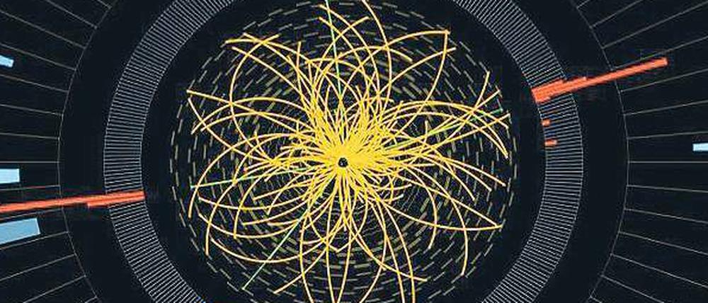 Zusammenstoß im Mikrokosmos. Kollisionen von Elementarteilchen - hier der von Elektronen - haben die Wissenschaftler am Forschungszentrum Cern in Genf auf die Spur des Higgs-Teilchens geführt.