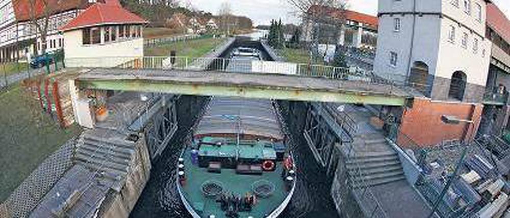Zu kurz: Die Schleuse in Kleinmachnow am Teltowkanal. 