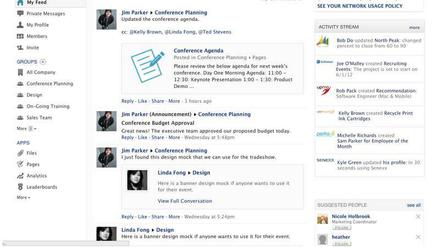 Sieht aus wie Facebook, ist aber eine Plattform für interne Firmennetze: Yammer.