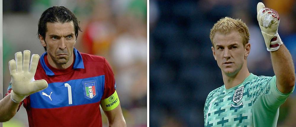 Der ruhige, Ginaluigi Buffon (l.) , und der Herumüpfer, Joe Hart.
