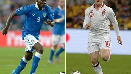 Brüder im Geiste: Die beiden Angreifer Mario Balotelli (l.) und Wayne Rooney spielen für die Erzrivalen Manchester City und Manchester United - und sind immer mal wieder für einen Skandal gut.