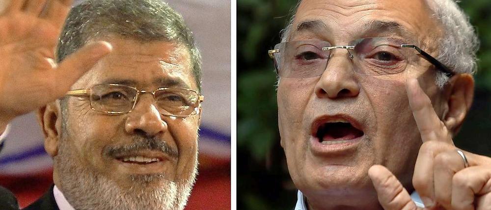 Wer wird Ägyptens neuer Präsident? Die Kandidaten der Islamist Mohammed Mursi und der frühere Mubarak-Minister Ahmed Schafik treten zur Stichwahl an. 