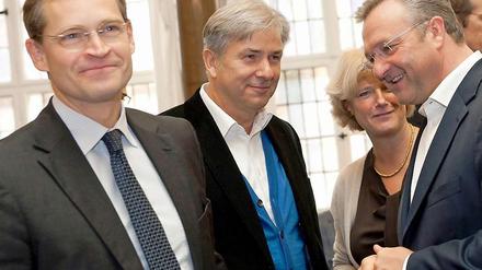 Seit Jahren ein unzertrennliches Team: Der Berliner SPD-Landeschef Michael Müller und der Vizevorsitzende der Bundespartei, Klaus Wowereit.