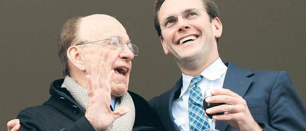Verdächtig: Der US-amerikanische Medienmogul Rupert Murdoch (links) und sein Sohn James Murdoch. Foto: AFP