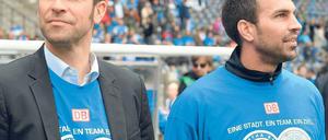 Zweitligameister 2011. Heute gehen Preetz (links) und Babbel getrennte Wege. Foto: dpa