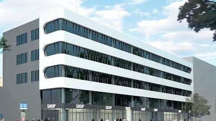 Frische Fassade.  Das frühere Hertie-Kaufhaus in der Turmstraße erhält ein neues Gesicht – mit weißem Aluminium und viel Glas. 