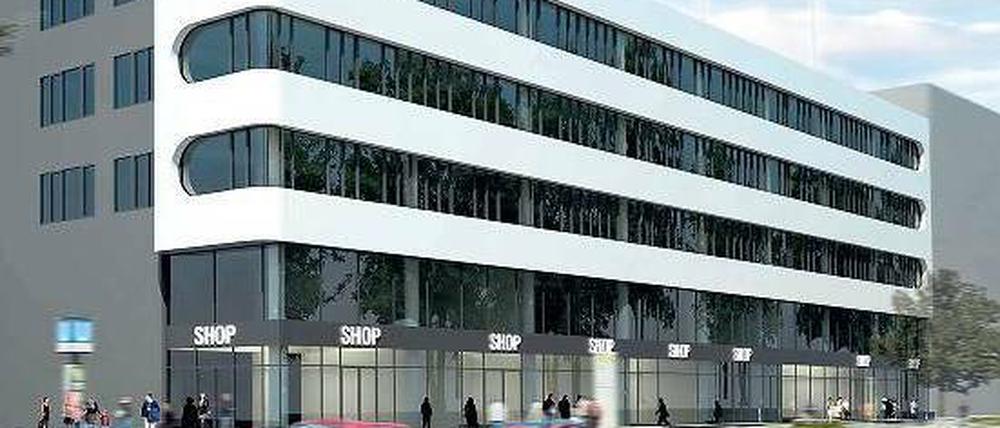 Frische Fassade.  Das frühere Hertie-Kaufhaus in der Turmstraße erhält ein neues Gesicht – mit weißem Aluminium und viel Glas. 