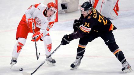Eisbären-Stürmer André Rankel (r.) war gegen Dänemark wieder dabei.