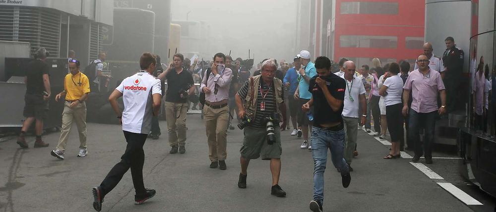 Nach dem Rennen in Barcelona brach in der Williams-Box ein Feuer aus.