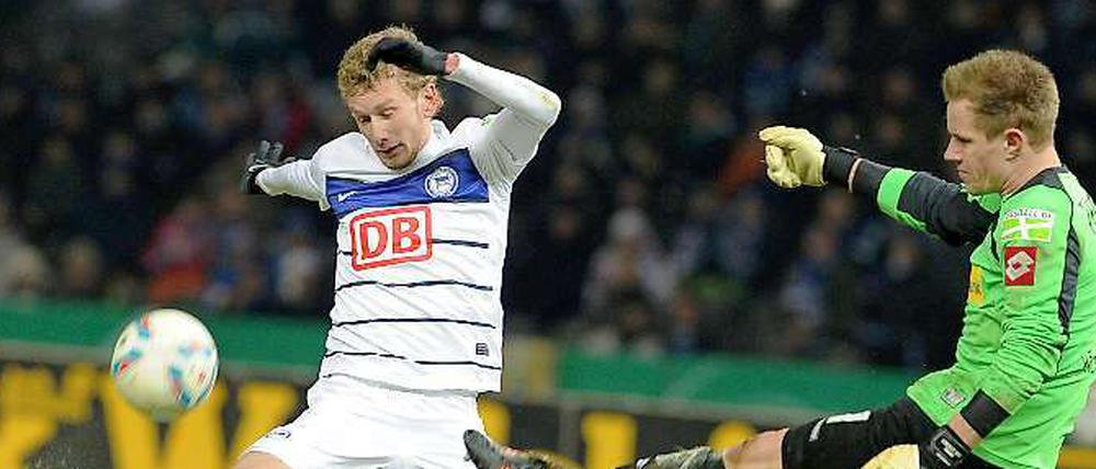 Fabian Lustenberger in seinem bislang letzten Pflichtspiel für Hertha BSC Anfang Februar gegen Borussia Mönchengladbach.