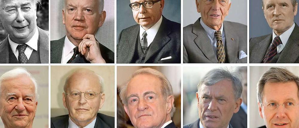 (Von links) THEODOR HEUSS, HEINRICH LÜBKE, GUSTAV HEINEMANN, WALTER SCHEEL, KARL CARSTENS, RICHARD VON WEIZSÄCKER, ROMAN HERZOG , JOHANNES RAU, HORST KÖHLER, CHRISTIAN WULFF