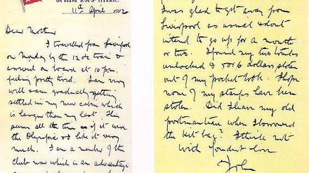 Brief von Bord, aufgegeben im letzten Hafen der „Titanic“. Foto: AP/dapd