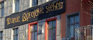 Das Haus in der Liebigstraße 14 in Berlin-Friedrichshain vor der Räumung im vergangenen Februar