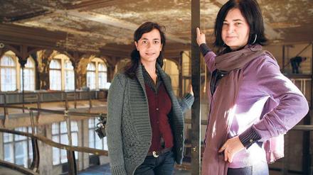 Hoch hinaus. Künstlerische Leiterin Franziska Werner und Geschäftsführerin Kerstin Müller in den Sophiensälen. Foto: dapd