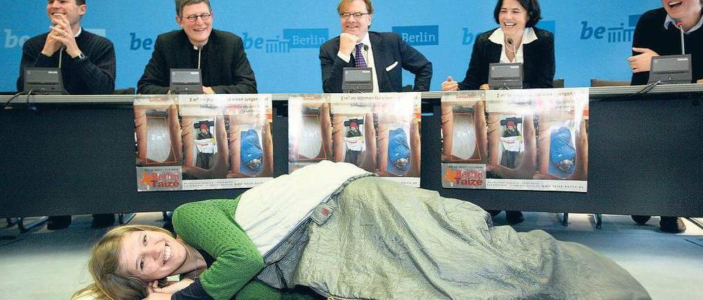 Campingplätzchen. Indre Ceplianskaite liegt schon mal Probe. Foto: dpa