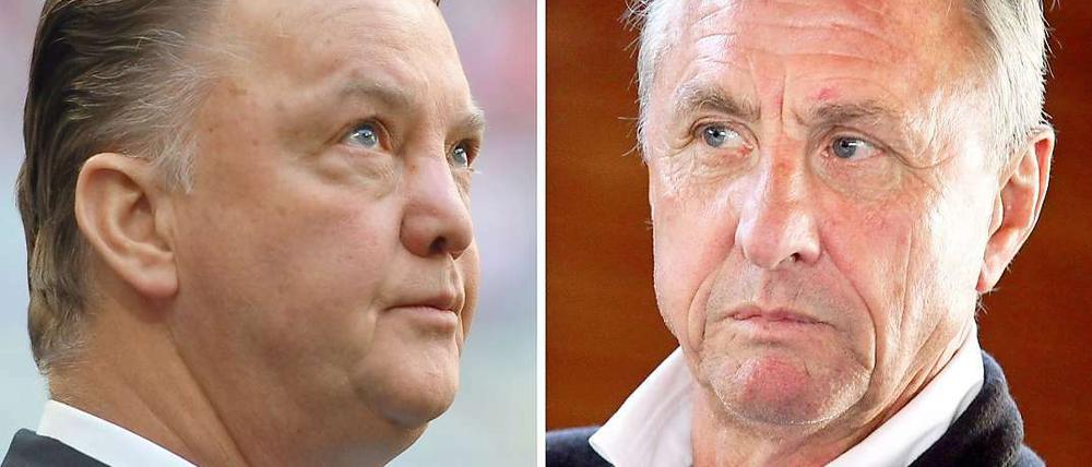 Der ehemalige Bayern-Trainer Louis van Gaal (l.) soll neuer Generaldirektor von Ajax Amsterdam werden. Doch Johan Cruyff (r.) hat etwas dagegen.