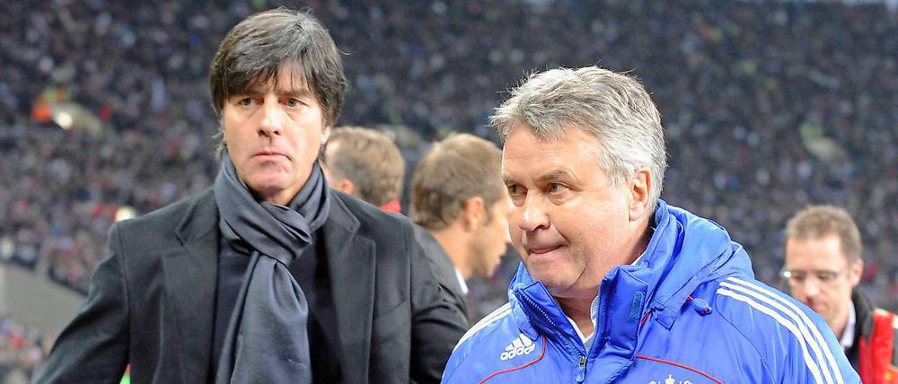 Die zwei. Joachim Löw (l.) und Guus Hiddink wollen nicht einfach nur gewinnen, sie wollen von ihren Mannschaften auch schönen Fußball sehen. 