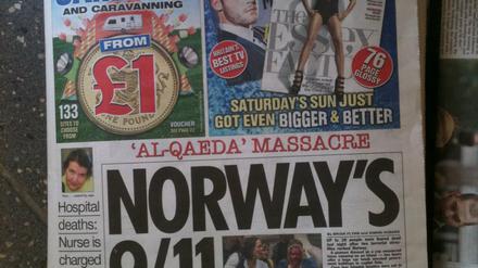 Die "Sun" machte flugs ein Al-Qaida-Massaker aus den Anschlägen in Norwegen und zog Parallelen zum 11. September.