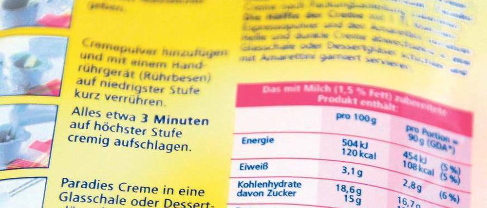 Nährwerttabellen gibt es schon heute – auf freiwilliger Basis. 