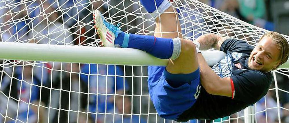 Ob sich Patrick Ebert nach dem Spiel in Meuselwitz wieder so freut?