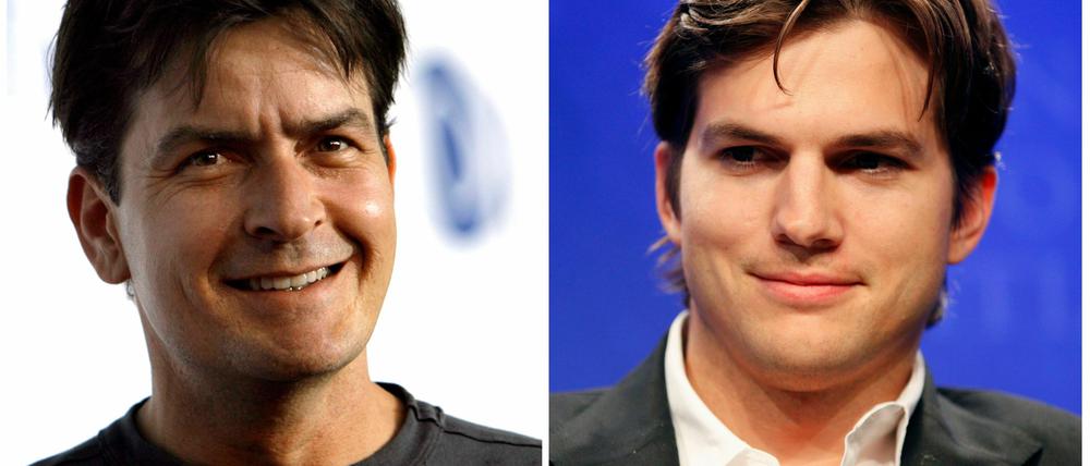 Charlie Sheen (l.) ist raus, Ashton Kutcher übernimmt.