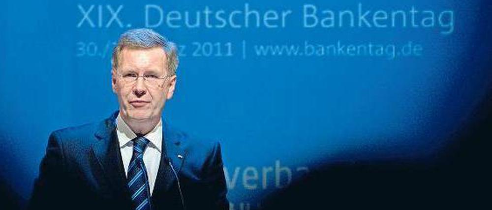 In Sorge. Das Krisenmanagement während der Finanzkrise habe die Politik an ihre äußersten Grenzen geführt, sagte Christian Wulff.