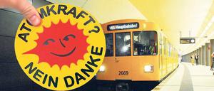 Einstieg in den Ausstieg. 17 Prozent des Stroms stammen bei der BVG aus Atomkraftwerken. Jetzt erwägt das Unternehmen den Ausstieg. Die S-Bahn will nur mitmachen, wenn der Senat die Zeche zahlt. 