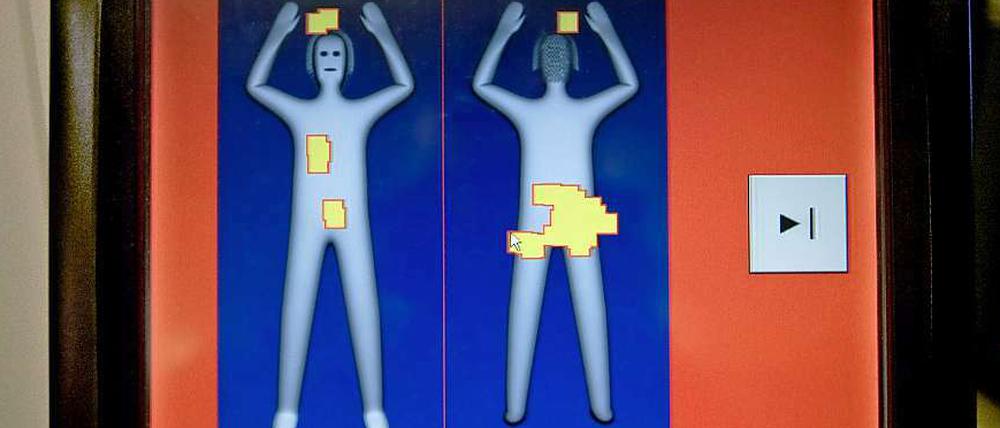 Auf den Scannern sind die unbekleideten Körper der Personen zu sehen. Die umstrittenen Geräte werden für mindestens ein halbes Jahr getestet.