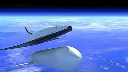 Schneller Umweg durchs All. Der Raumgleiter trennt sich von der Startrakete und fliegt in 90 Minuten bis nach Australien.