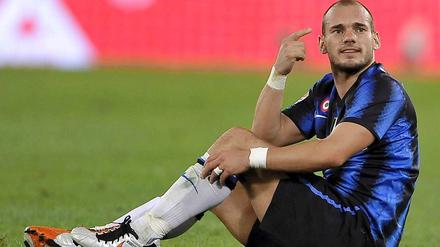 Läuft nicht rund, findet wohl auch Inter-Spieler Wesley Sneijder. 